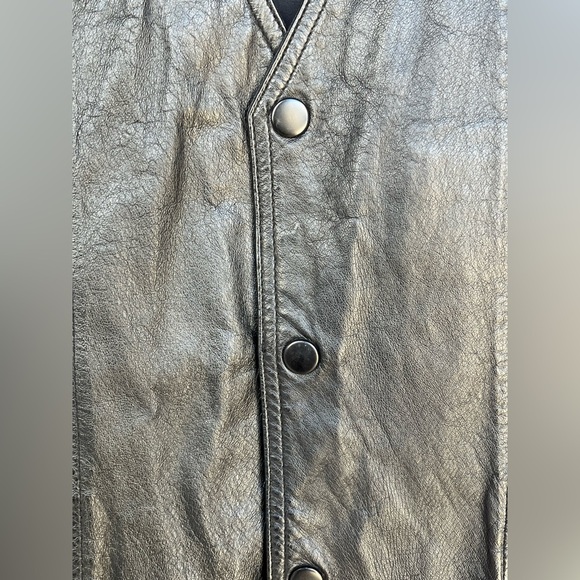 Wilda NY Vest Mens L Black Leather Motorcycle Moto Unisex Biker Pockets - Picture 4 of 6